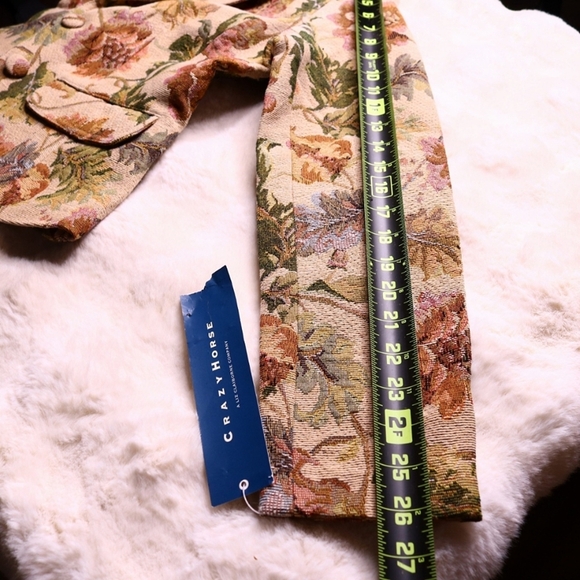 90s Botanical Tapestry Tailored Fit Blazer Neutral Crazy Horse Liz Claiborne, S - Picture 7 of 7
